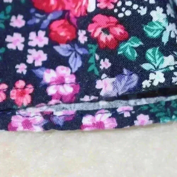 FLORAL Mini Skirt Black Pink Tiered Ruffle Elastic Waist Pull On Stretchy Med - Picture 9 of 10